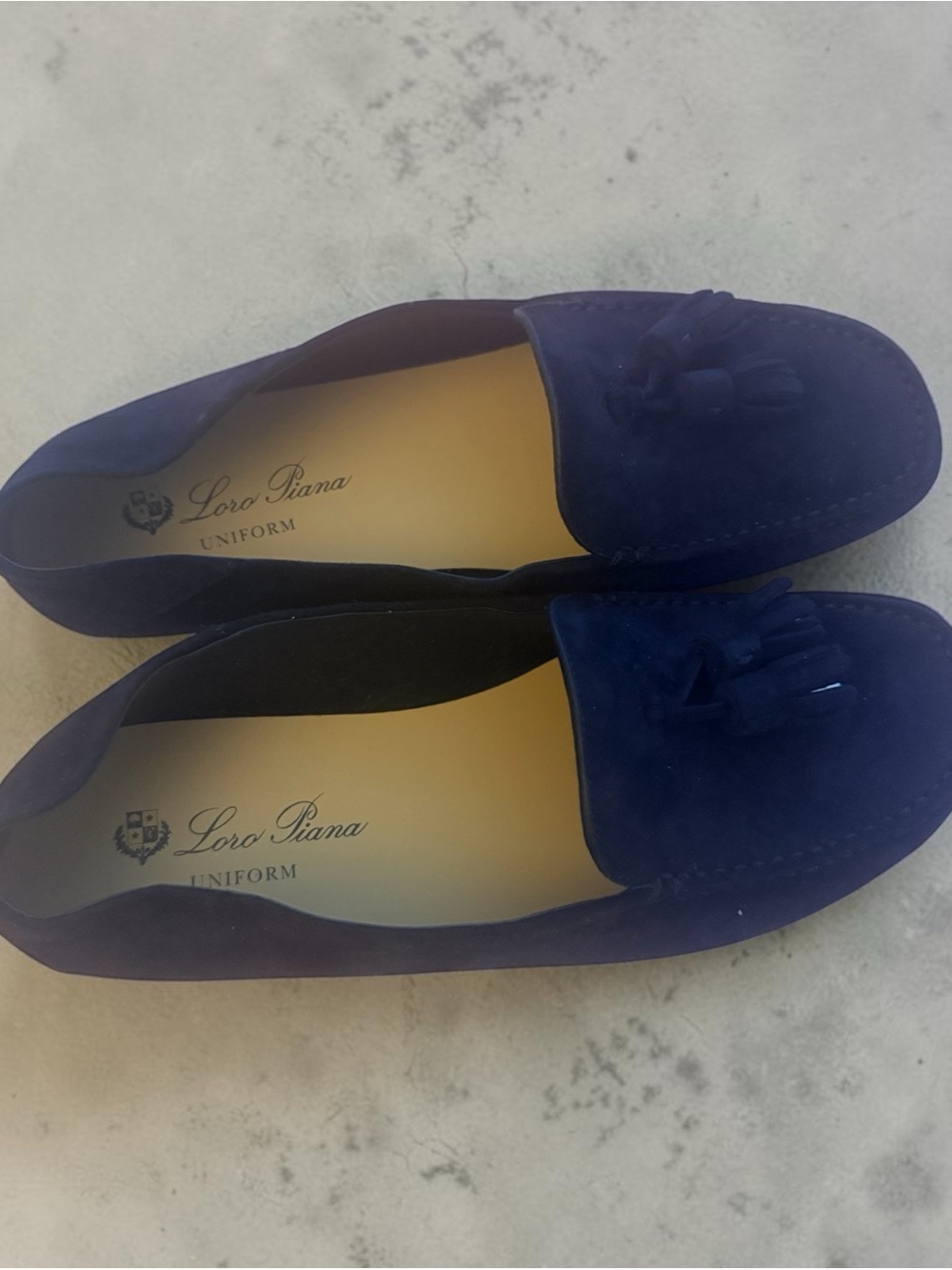 Loro Piana Deep Blue Suede Dot Soles Charm Loafers